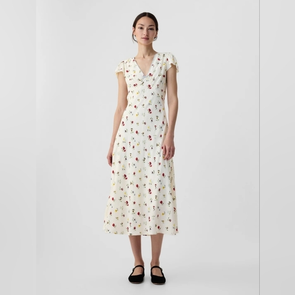 Gap x Doen Floral Midi Dress with Cap Sleeves size XL - Picture 4 of 11